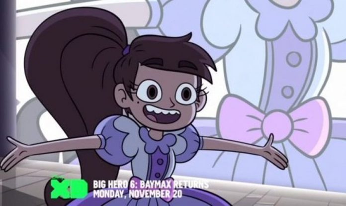 Personagem Marco aparece vestido de princesa no desenho da Disney 
