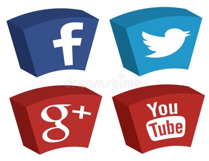 Facebook, Twitter, Google + e Youtube