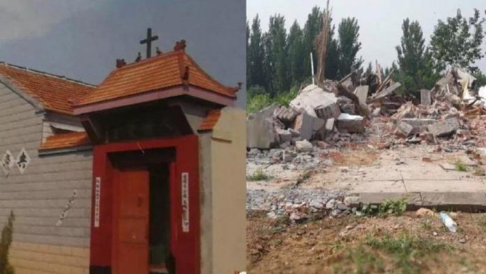 Igreja demolida pelo Partido Comunista Ateu da China