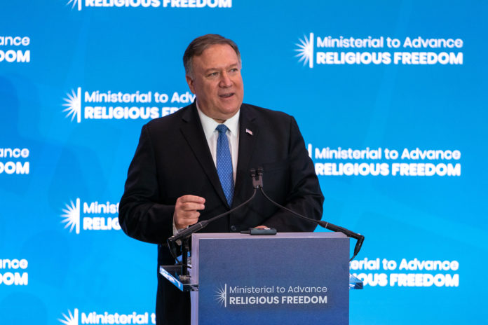 Secretário de Estado dos EUA, Michael Pompeo, dirige Conferência sobre Liberdade Religiosa - julho 2019