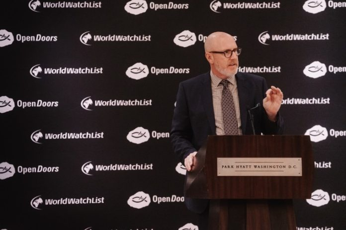 David Curry, presidente e CEO da Portas Abertas dos EUA, discursa sobre o aumento da perseguição cristã global na conferência de imprensa da Lista Mundial da Perseguição de 2020 da Portas Abertas. (Foto: Portas Abertas EUA)