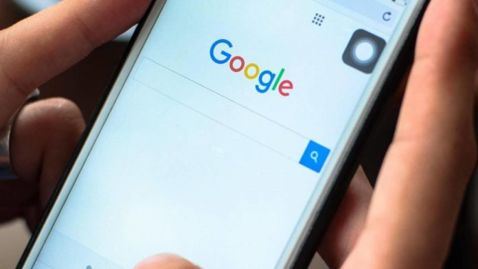 Página de pesquisa do Google em um smartphone