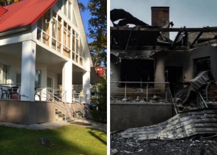 Centro de Treinamento de Ministérios de Campo da Mission Eurasia antes e depois da explosão, na Ucrânia