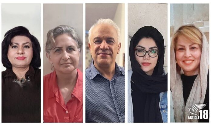 Da esquerda para a direita: Malihe Nazari, Mina Khajavi, Joseph Shahbazian, Somayeh (Sonya) Sadegh e Masoumeh Ghasemi. (Foto: Artigo 18)
