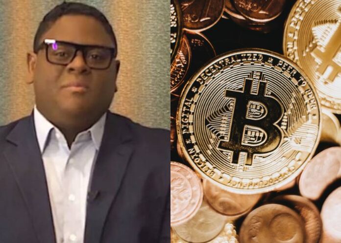 Glaidson Acácio dos Santos, faraó dos bitcoins, e o símbolo do bitcoin (Imagem: Montagem/Canva Pro)