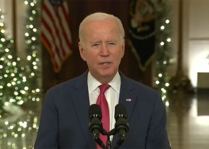 O presidente dos EUA, Joe Biden, em seu discurso de Natal, em dezembro de 2022. (Foto: Captura de tela)